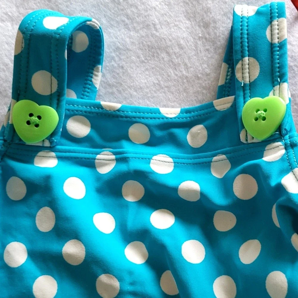 Old Navy Swimsuit Lot Girls 3T Polkadot Ruffle Pink Blue One Piece Bathing Suits